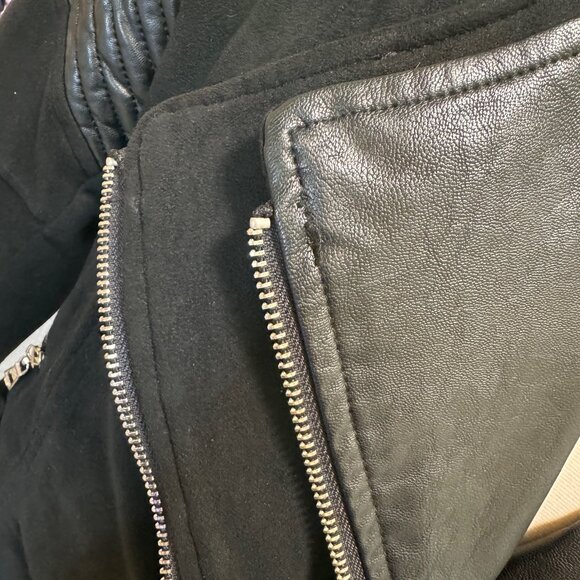 Ivory & Chain Bessie vegan suede cropped moto biker jacket (size S US, 8 AUS) - Picture 12 of 15